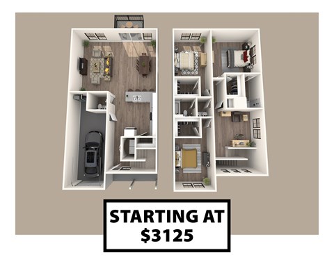 Floor plan for 3 beds, 2.5 baths, 2221 sqft