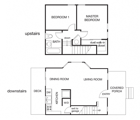 Floor plan for 2 beds, 1 bath, 900 sqft