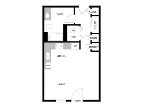 Floor plan for studio, 1 bath, 450 sqft