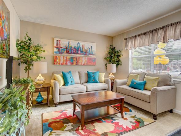 Birmingham apartment for rent - a living room with a couch and a table