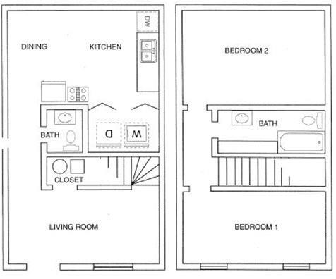 Floor plan for 2 beds, 1.5 baths, 1095 sqft