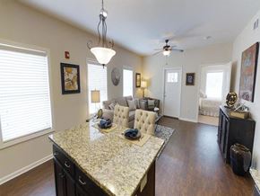 Tuscaloosa apartment for rent - a kitchen and living room with a granite counter top