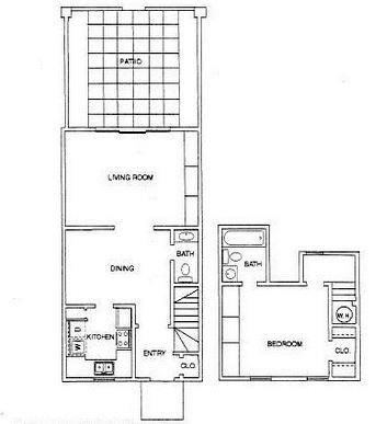 Floor plan for 1 bed, 1 bath, 780 sqft