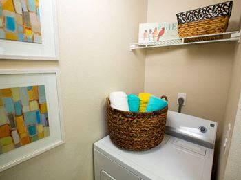 In home laundry rooms with washer/ dryer connections