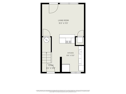 Floor plan for 2 beds, 1 bath, 700 sqft