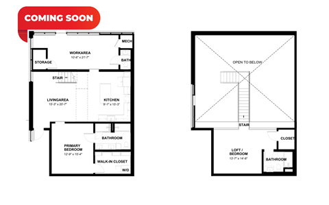 Floor plan for 2 beds, 2 baths, 1586 sqft