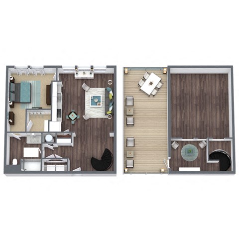 Floor plan for 1 bed, 1 bath, 950 sqft
