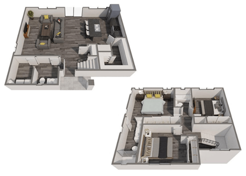 Floor plan for 3 beds, 2.5 baths, 1339 sqft
