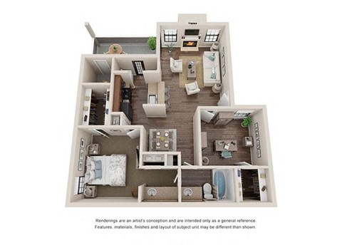 Floor plan for 2 beds, 1 bath, 850 sqft