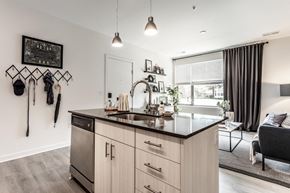 Kansas City apartment for rent - a kitchen with a sink and a counter top