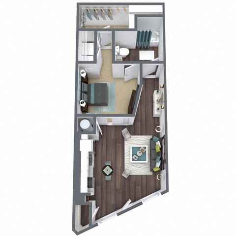 Floor plan for 1 bed, 1 bath, 825 sqft