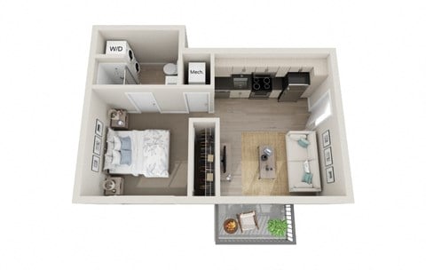 Floor plan for studio, 1 bath, 422 sqft