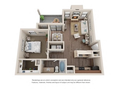 Floor plan for 1 bed, 1 bath, 813 sqft