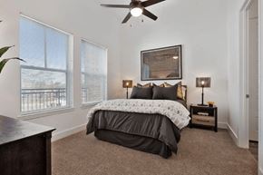 Atlanta apartment for rent - a bedroom with a bed and a ceiling fan at Smith and Porter, Atlanta, 30313