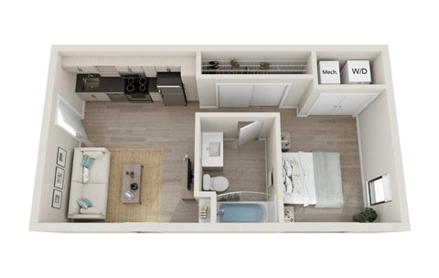 Floor plan for studio, 1 bath, 435 sqft