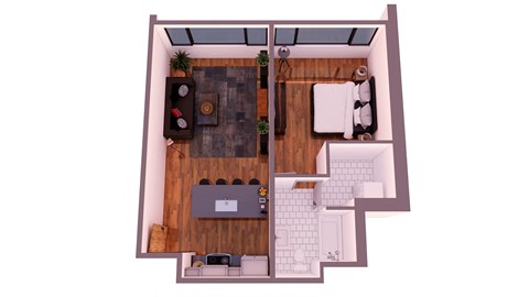 Floor plan for 1 bed, 1 bath, 710 sqft