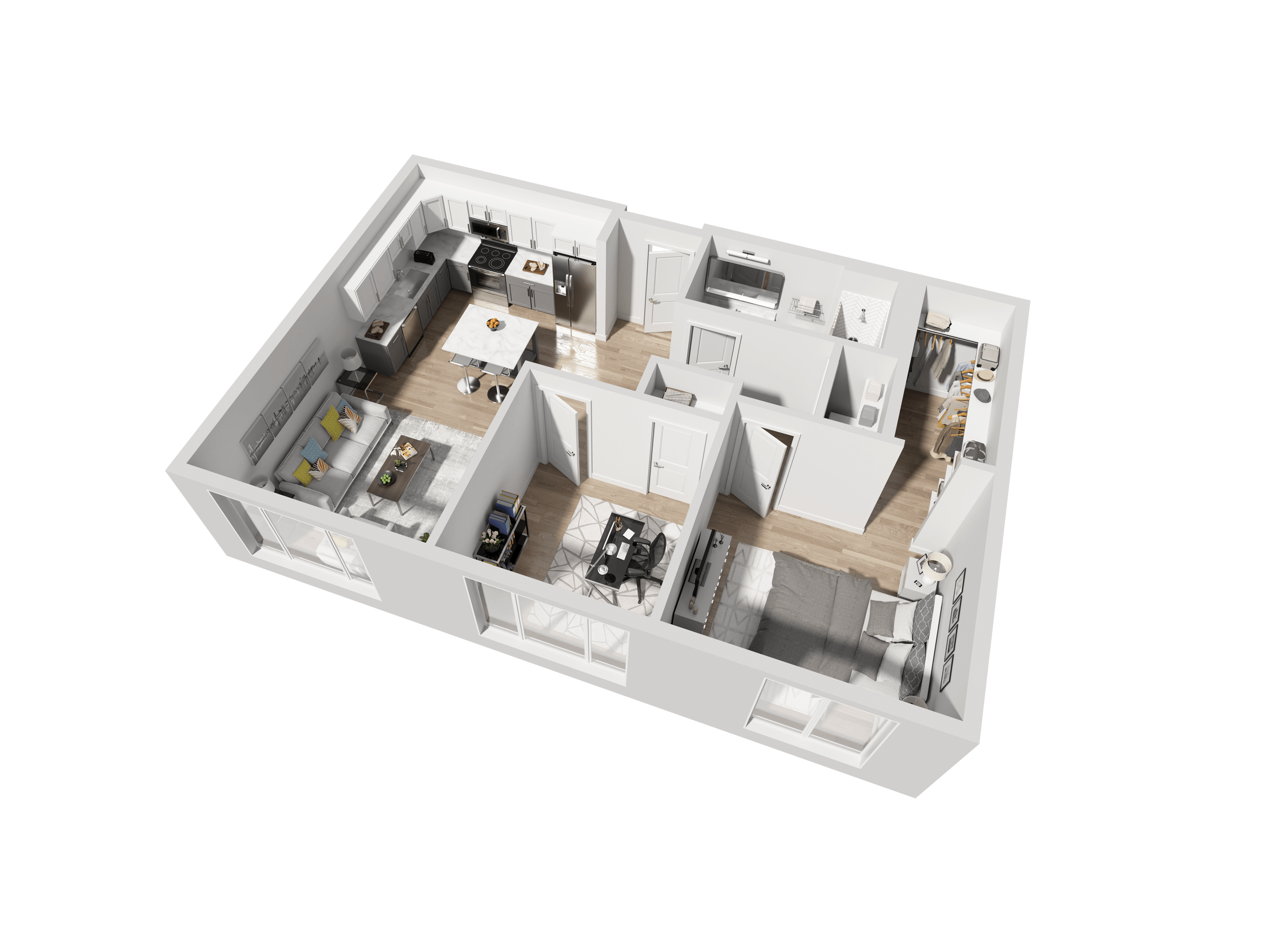 Floor plan for 1 bed, 1 bath, 829 sqft