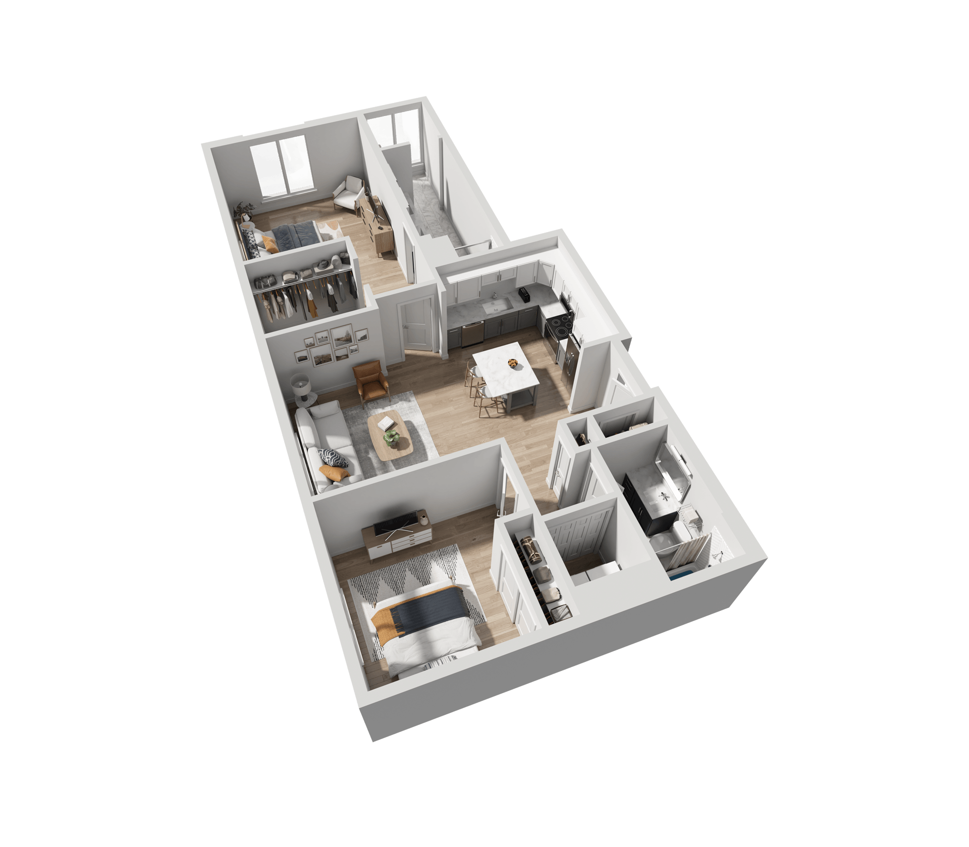 Floor plan for 2 beds, 2 baths, 1176 sqft