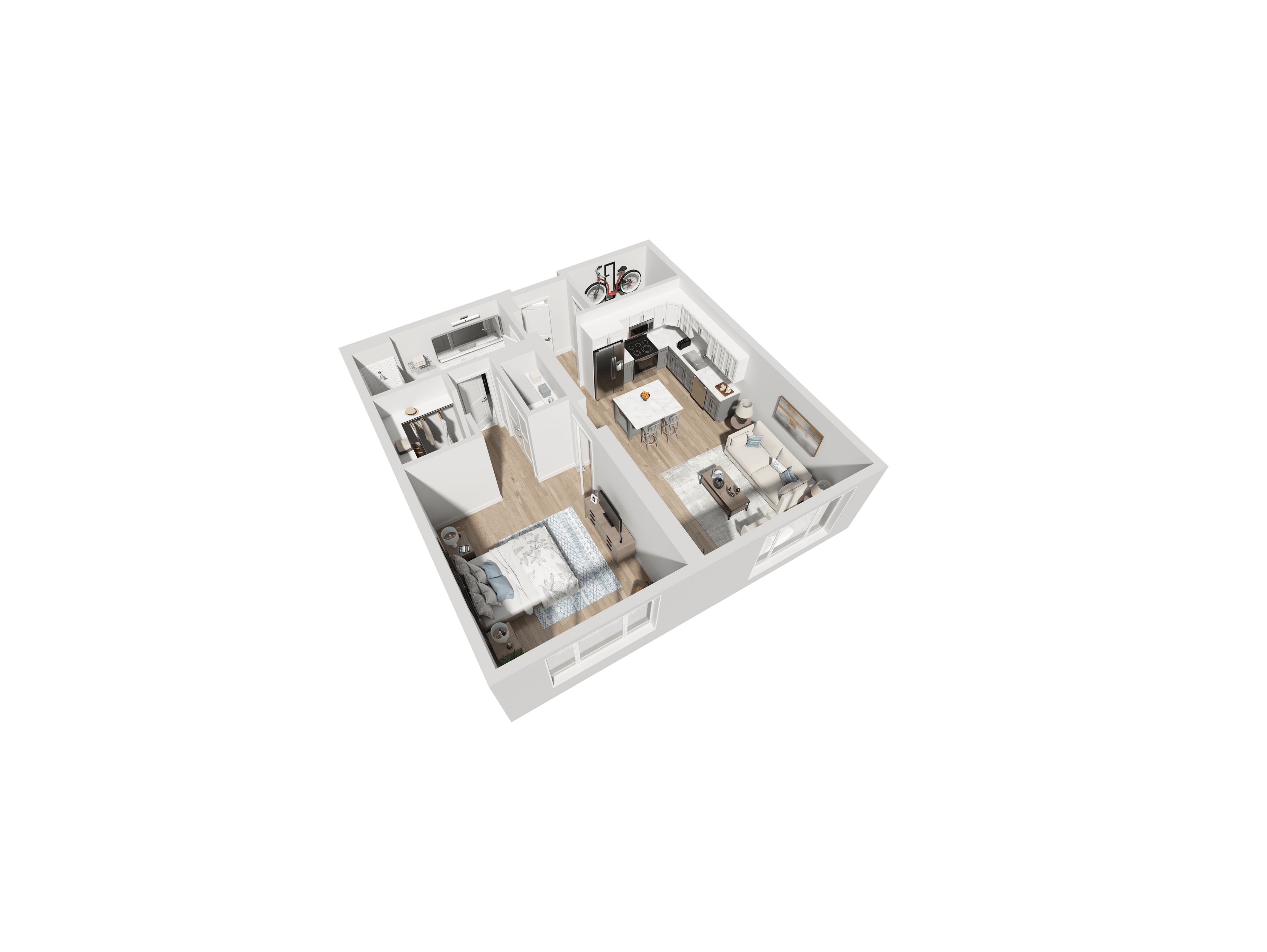 Floor plan for 1 bed, 1 bath, 820 sqft