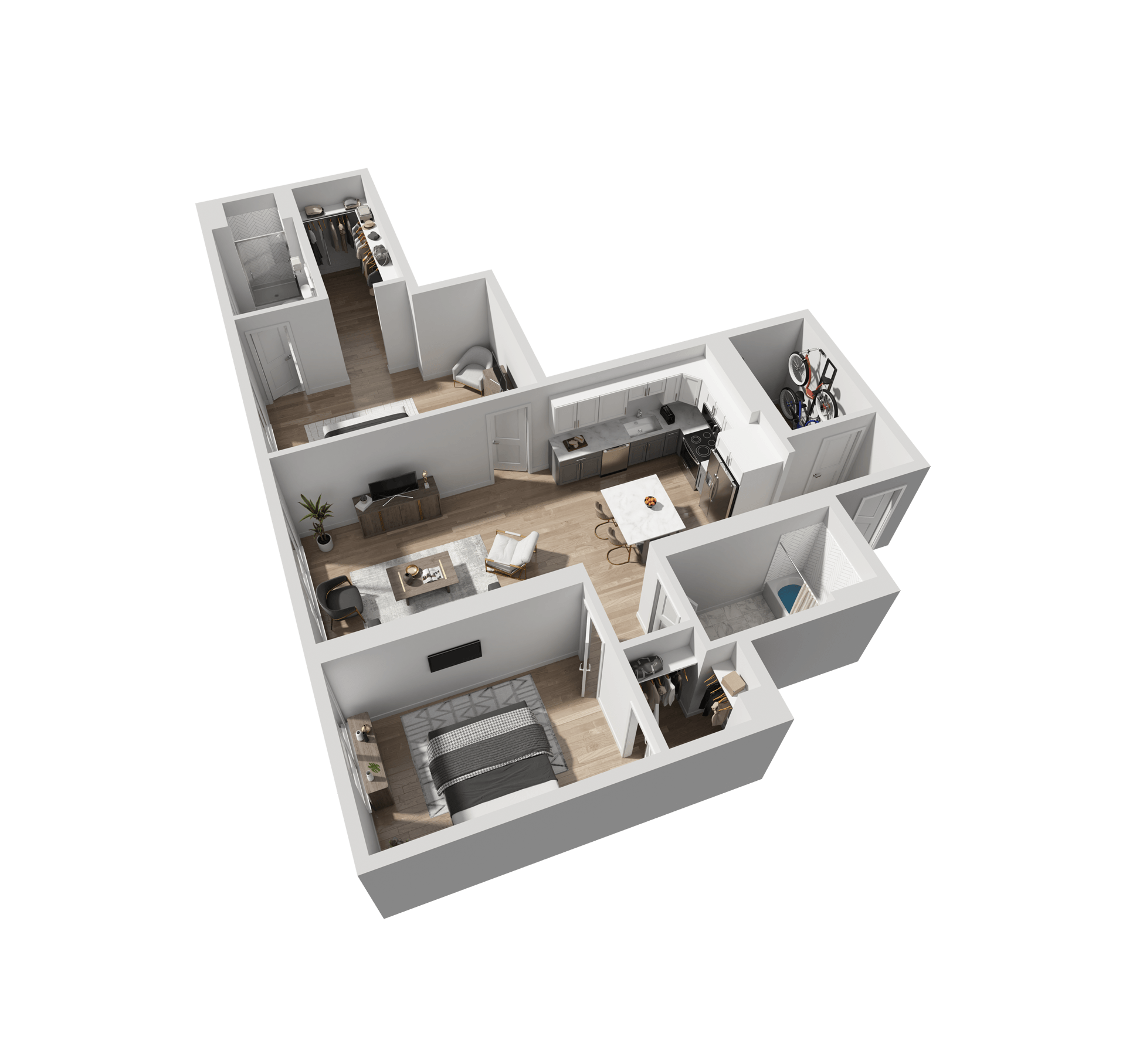 Floor plan for 2 beds, 2 baths, 1193 sqft