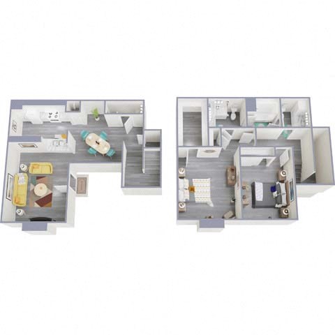 Floor plan for 2 beds, 2 baths, 1100 sqft