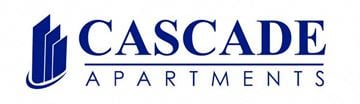 Jacksonville apartment for rent - a blue logo with the words cascade apartments