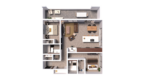 Floor plan for 2 beds, 2 baths, 956 sqft