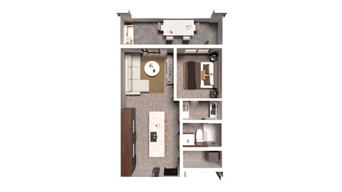 Floor plan for 1 bed, 1 bath, 567 sqft