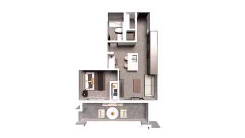 Floor plan for 1 bed, 1 bath, 496 sqft