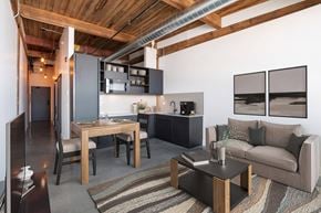 Chicago apartment for rent - a living room and kitchen in a loft