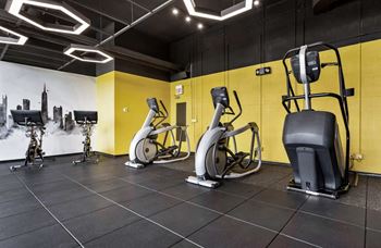 Full gym with peloton bikes