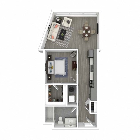 Floor plan for 1 bed, 1 bath, 773 sqft