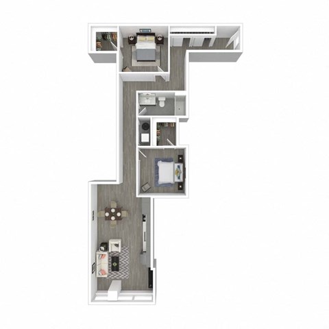 Floor plan for 2 beds, 1 bath, 1113 sqft