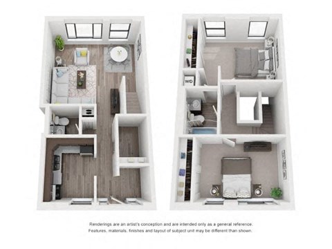 Floor plan for 2 beds, 1.5 baths, 1164 sqft