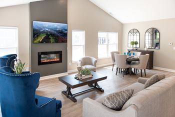 Modern, linear fire place in great room