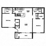 Floor plan for 2 beds, 2 baths, 900 sqft