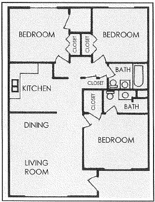 Phoenix apartment for rent - a floor plan of a small house with bedrooms and a living room