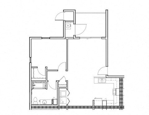 Floor plan for 1 bed, 1 bath, 731 sqft