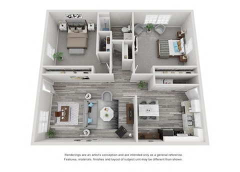 Floor plan for 2 beds, 1 bath, 900 sqft