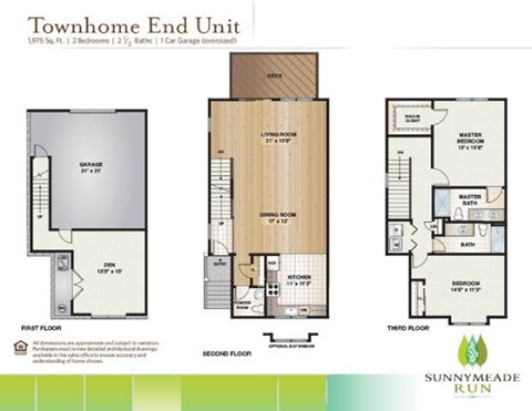 Floor plan for 2 beds, 2.5 baths, 1975 sqft