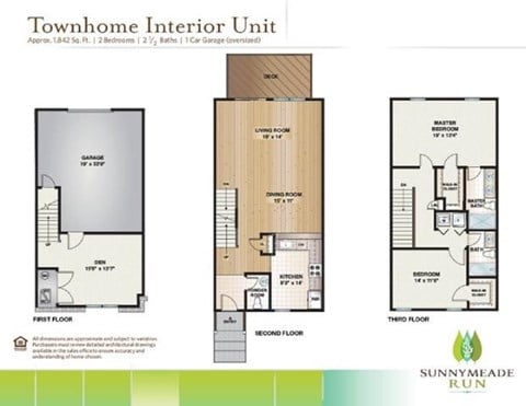 Floor plan for 2 beds, 2.5 baths, 1842 sqft
