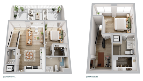 Floor plan for 2 beds, 2.5 baths, 1250 sqft