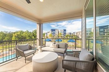 Outdoor lounge with nature preserve views