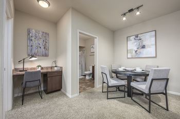 A room with a desk