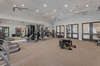 A gym with windows