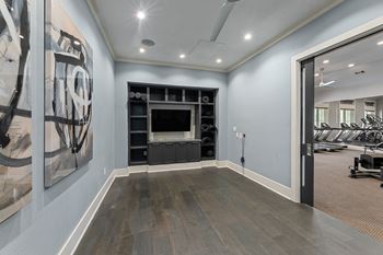 A room with ceiling lights