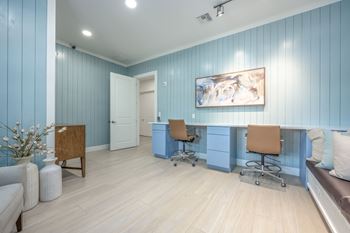 Room with blue walls