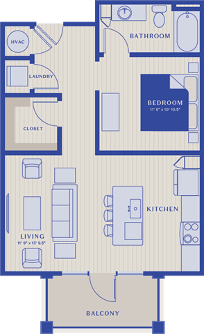 Floor plan for studio, 1 bath, 812 sqft