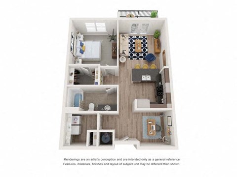 Floor plan for 1 bed, 1 bath, 781 sqft