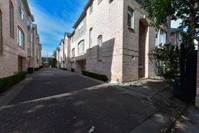 Dallas townhouse for rent - A long, narrow street between two rows of houses.
